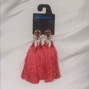 Pink Fringe Earrings